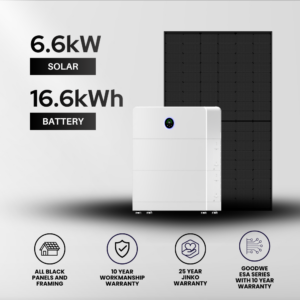 6.6kW Solar and 16.6kWh Battery System – GoodWe ESA All In One + Jinko 440W Panels